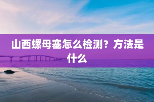 山西螺母塞怎么检测？方法是什么